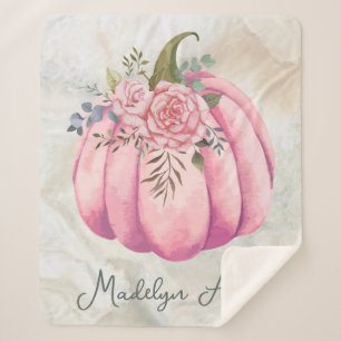 Cobertor Sherpa Sala de Meninas com Nome Floral Cor-de-Rosa Esbran
