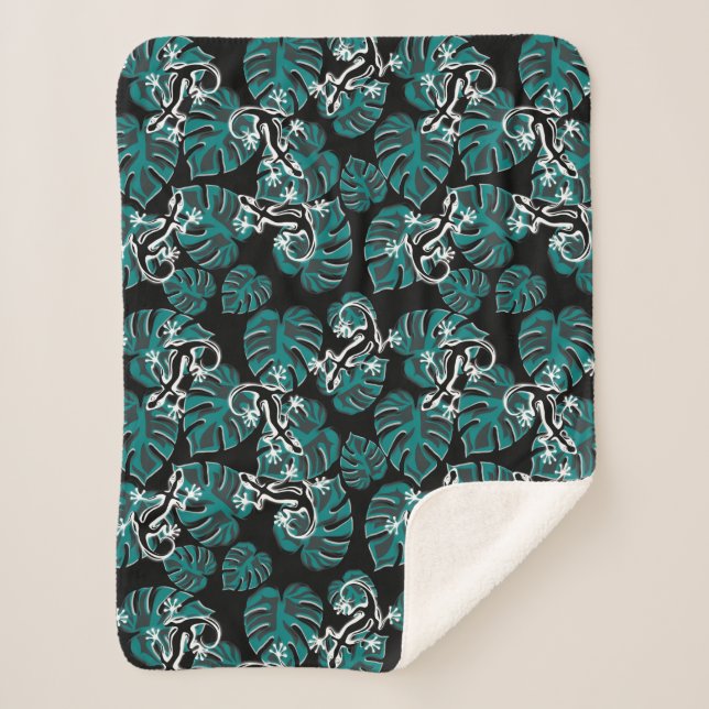 Cobertor Sherpa Salamander e Green Leaf Pattern (Frente)