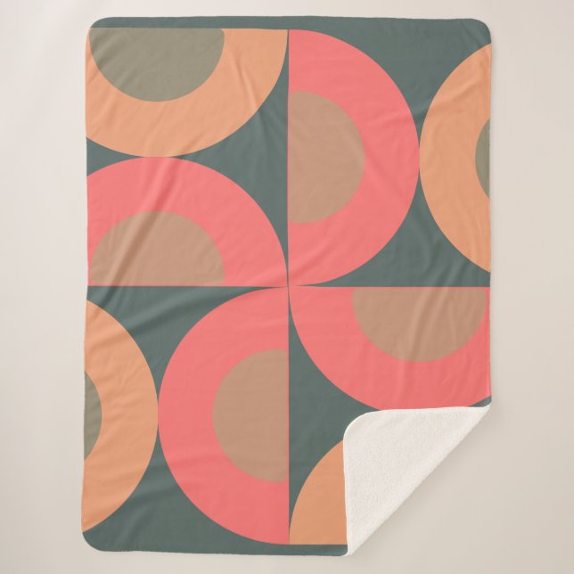 Cobertor Sherpa Salmão Moderno do Século médio e Oliva (Frente)