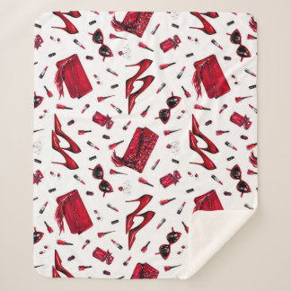 Cobertor Sherpa Saltos vermelhos, padrão de acessórios de moda.