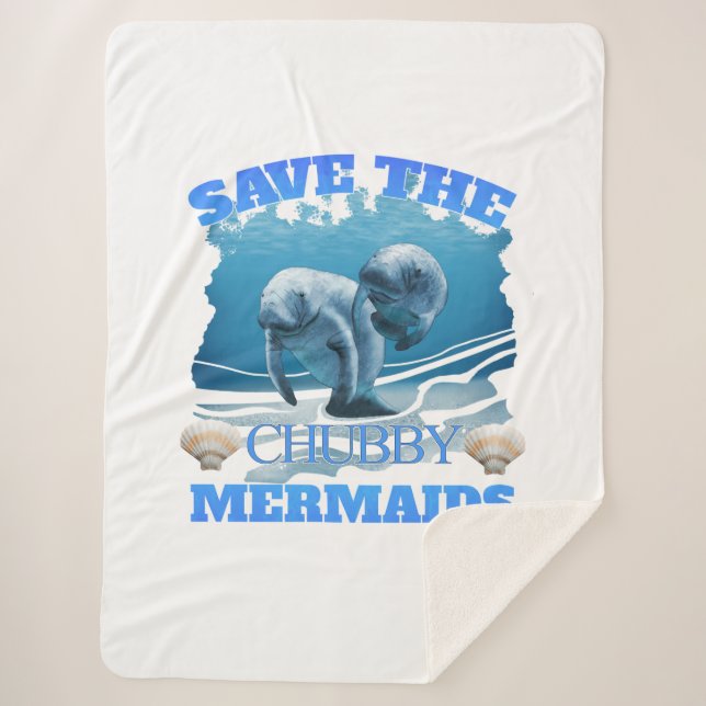 Cobertor Sherpa Salve Os Motores De Sereias Chubby (Frente)