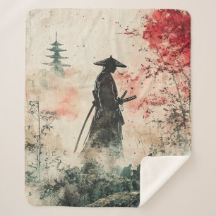 Cobertor Sherpa Samurai Silencioso Floresta Carmesim (1)