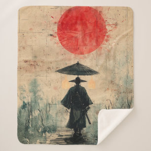 Cobertor Sherpa Samurai Silencioso Floresta Carmesim (2)