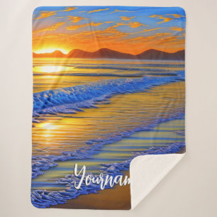 Cobertor Sherpa Sandy Beach Sunset