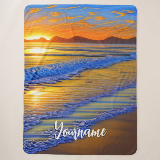 Cobertor Sherpa Sandy Beach Sunset