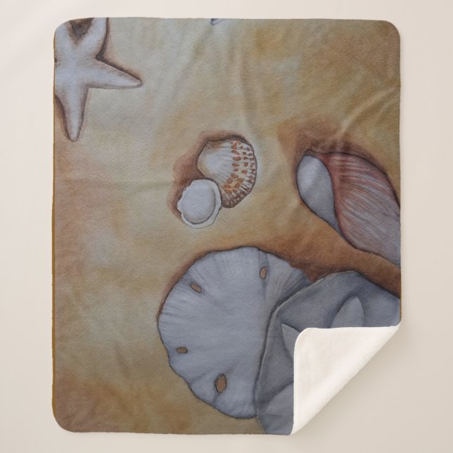Cobertor Sherpa Sandy Seashells (Frente)