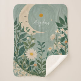 Cobertor Sherpa Sangue Lua: Pastel Floral e Lua Crescente