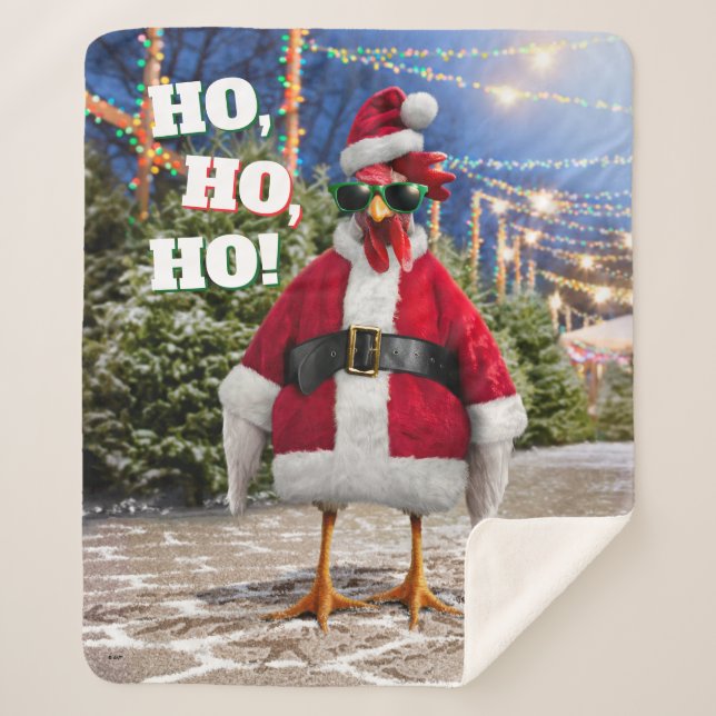 Cobertor Sherpa Santa Chicken (Frente)