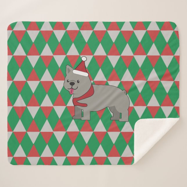 Cobertor Sherpa Santa PawsHoliday Diamonds Dog (Frente (Horizontal))