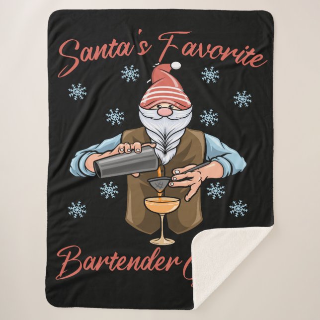 Cobertor Sherpa Santas Favorite Barman Gnomo (Frente)