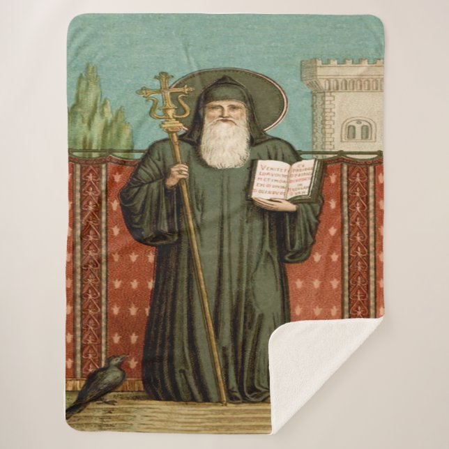 Cobertor Sherpa Santo Benedito de Núrsia (Frente)