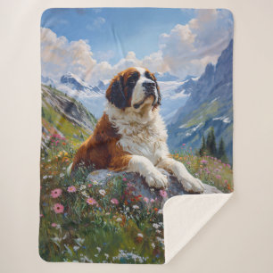 Cobertor Sherpa Santo Bernard Scenic Wildflower Field