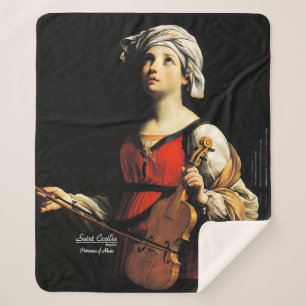 Cobertor Sherpa Santo Cecilia Patroness of Music