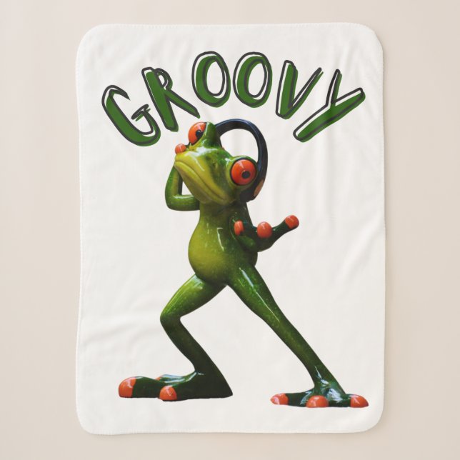 Cobertor Sherpa Sapo Verde Groovy (Frente)