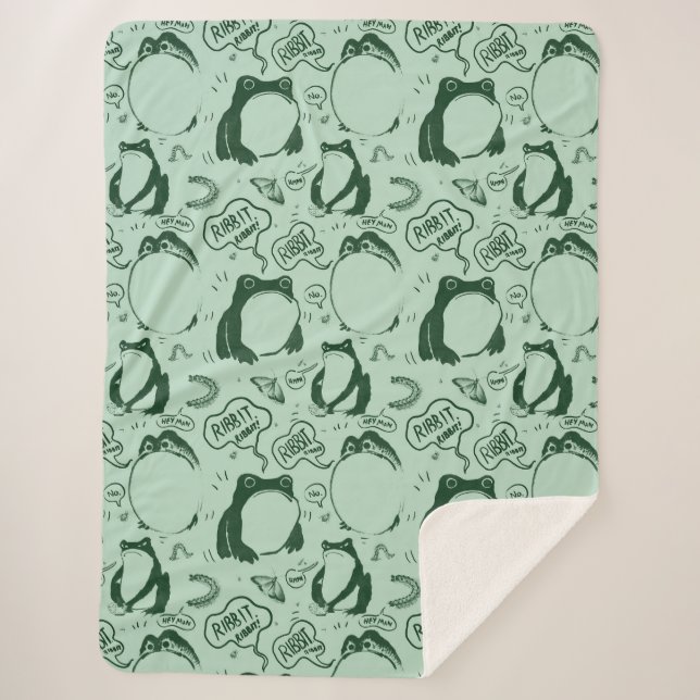 Cobertor Sherpa Sapos em branco em aberto - Sapos tristes - Japonê (Frente)