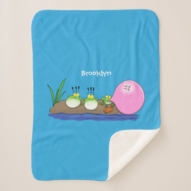 Cobertor Sherpa Sapos engraçados bonitos ilustração de desenho ani (Frente)