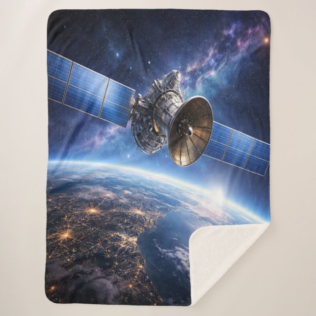 Cobertor Sherpa Satélite Sobre o Planeta  (Frente)