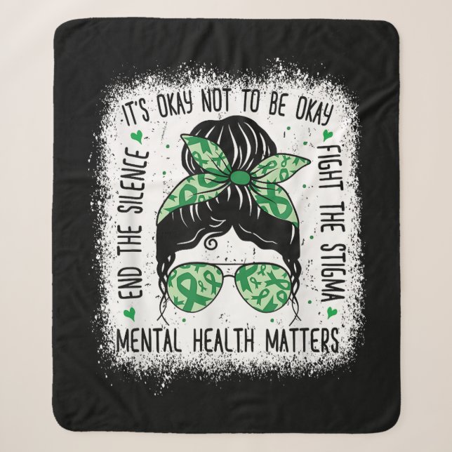 Cobertor Sherpa Saúde Mental Importa Coque Desarrumado Conscientiz (Frente)