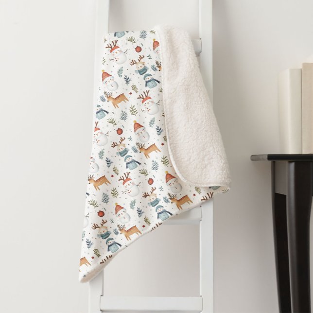 Cobertor Sherpa Scandinavian Christmas Nordic Winter Snowman Baby (Criador carregado)