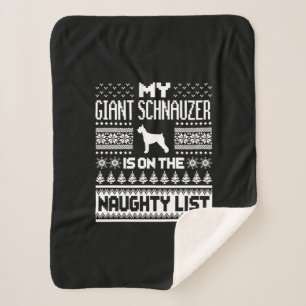 Cobertor Sherpa schnauzer gigante em uma lista travessa de Natal f