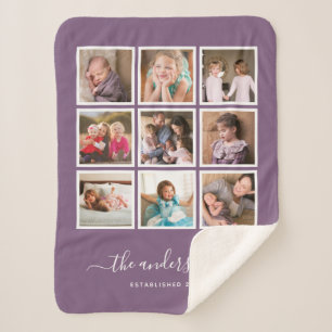 Cobertor Sherpa Script de Colagem de Fotografias de Cor de Fundo E