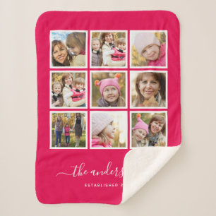 Cobertor Sherpa Script de Colagem de Fotos de Cor de Fundo Editáv