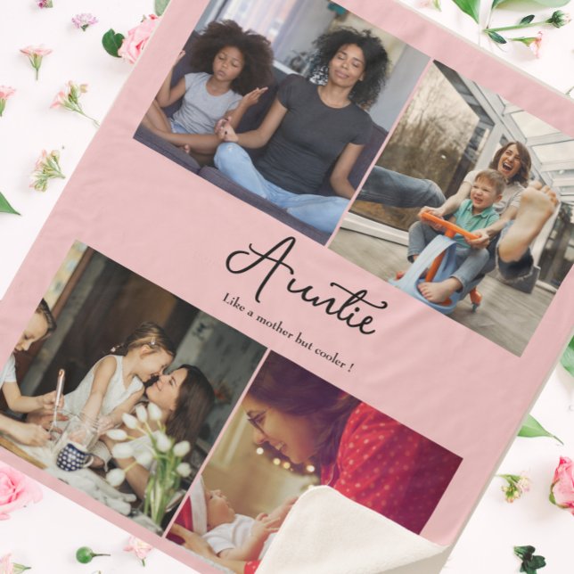 Cobertor Sherpa Script de tia de cota de cota de 4 fotos personali (Criador carregado)