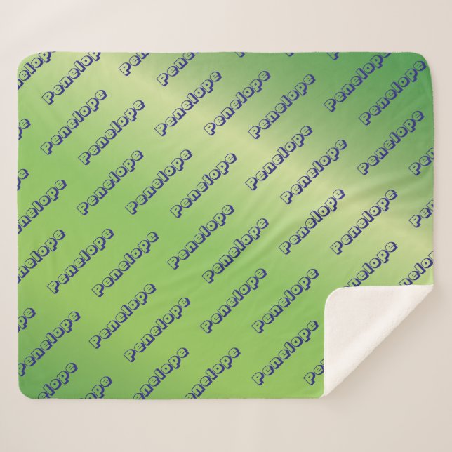 Cobertor Sherpa Script Personalizado de Colagem de Nome do verde l (Frente (Horizontal))