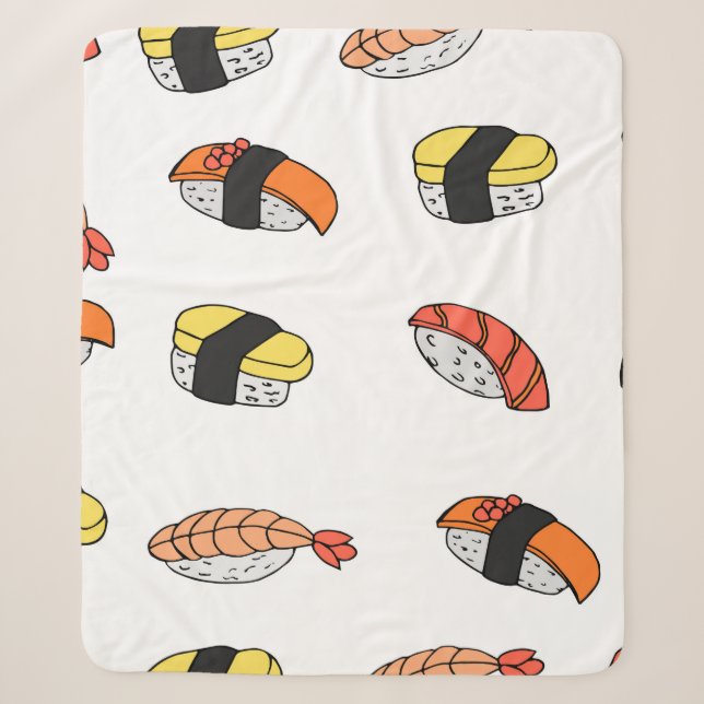 Cobertor Sherpa seamless pattern of Sushi (Frente)