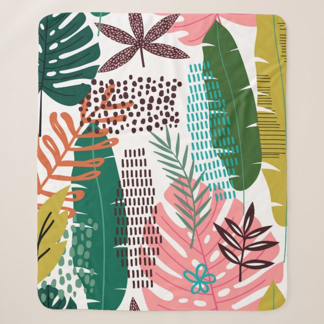 Cobertor Sherpa Seamless pattern tropical background with Monstera (Frente)
