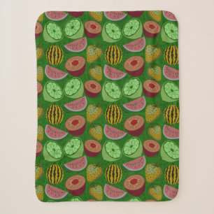 Cobertor Sherpa Seamless pattern tropical fruit & green background