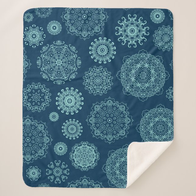 Cobertor Sherpa Seamless pattern with laced snowflakespattern,arab (Frente)