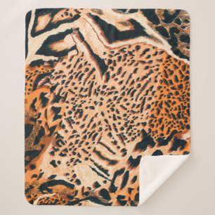 Cobertor Sherpa Seamless tiger, leopard and jaguar. Seamless textu