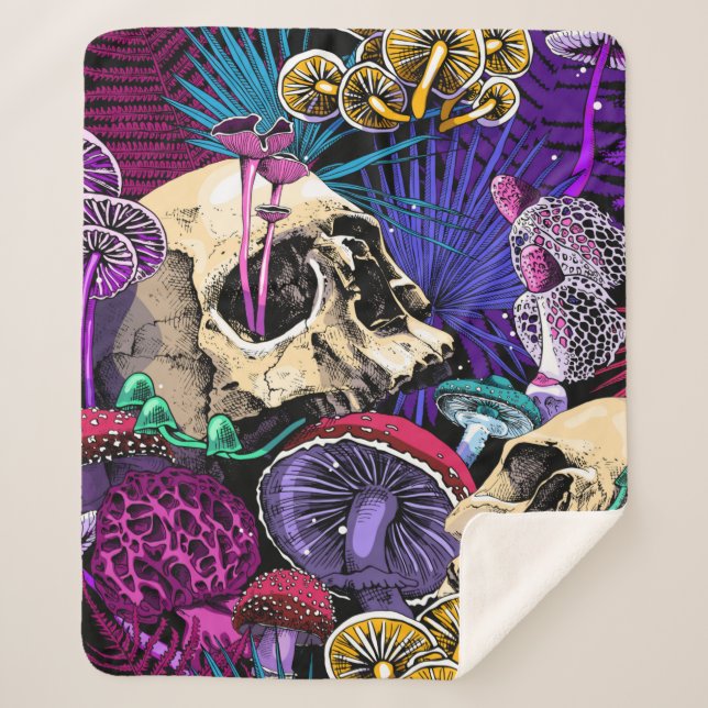 Cobertor Sherpa Seamless wallpaper pattern. Bright Magic Psychedel (Frente)