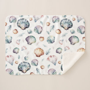 Cobertor Sherpa Seashell Ocean Beach Sea Shell Design 358