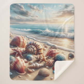 Cobertor Sherpa Seashell Ocean Lover