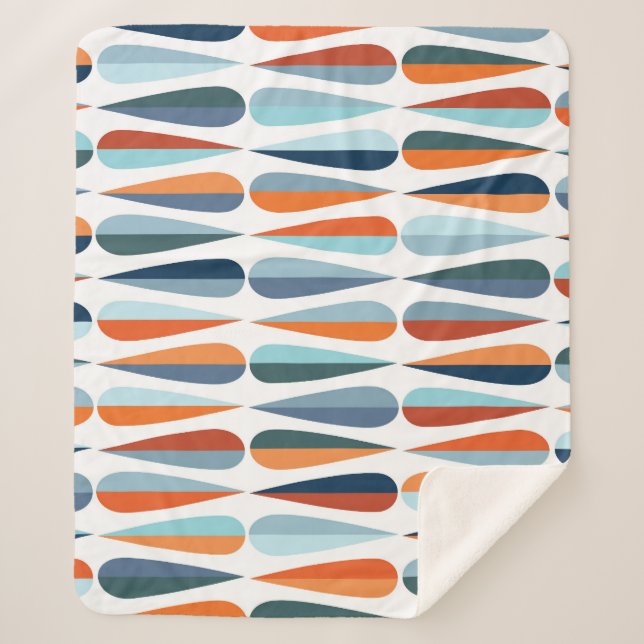 Cobertor Sherpa Século de médio retrô, moldes de gota. (Frente)