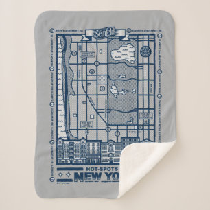 Cobertor Sherpa Seinfeld   Hot Spots of New York Map