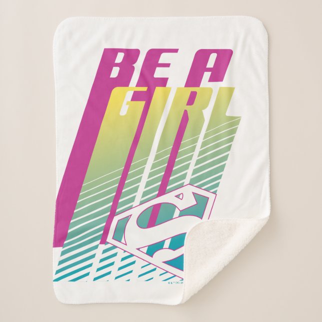 Cobertor Sherpa "Seja uma garota" - Gráfico da super garota (Frente)
