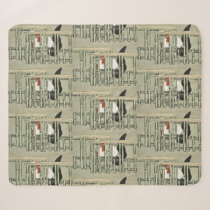Cobertor Sherpa Sekka Roosters de Momoyogusa Arte Japonesa