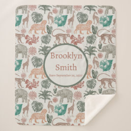 Cobertor Sherpa Selva de Boho Personalizada Safari