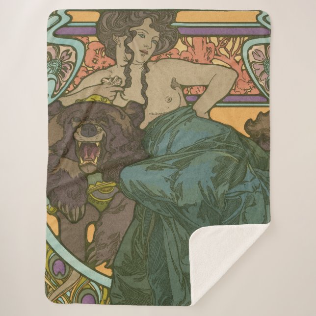 Cobertor Sherpa Sem título por Alphonse Mucha (1902) (Frente)