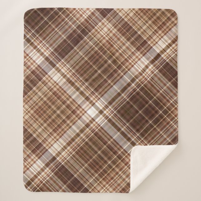 Cobertor Sherpa Sementes e Loucos Xadrez castanho (Frente)