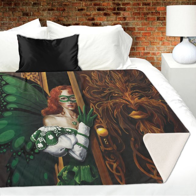 Cobertor Sherpa Senha Secreta da Fada Céltica Verde Mística Irland (Criador carregado)