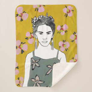 Cobertor Sherpa Senhora do Flor Rosa - Amarelo