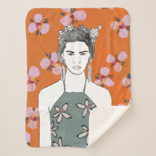 Cobertor Sherpa Senhora do Flor Rosa - Laranja