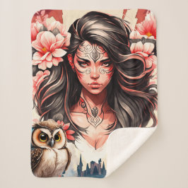 Cobertor Sherpa Senhora e Coruja