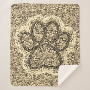Cobertor Sherpa Sepia Poly Dog Paw Print