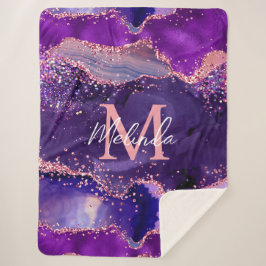 Cobertor Sherpa Sequências Lípticas Roxas Escuras e Rosa Agitam