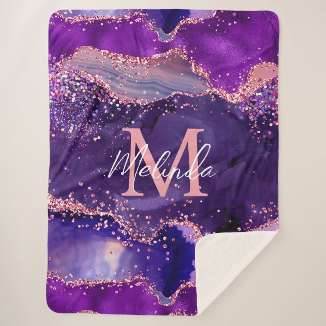 Cobertor Sherpa Sequências Lípticas Roxas Escuras e Rosa Agitam (Frente)